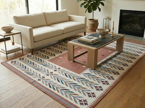 Flatweave floral kilim wool - flatweave,