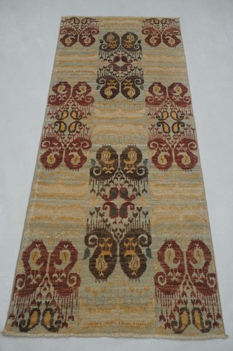 3x7 gray ikat afghan - afghan, hand